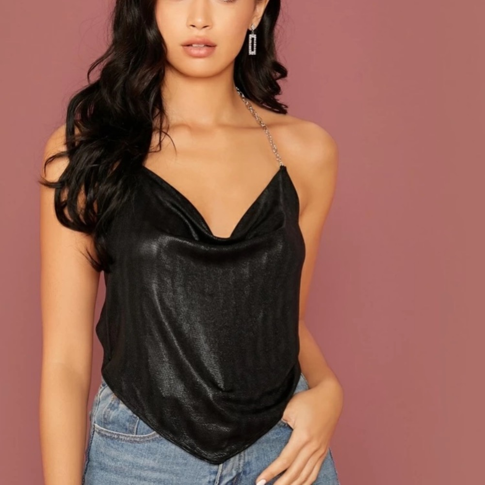 Open back black glitter top